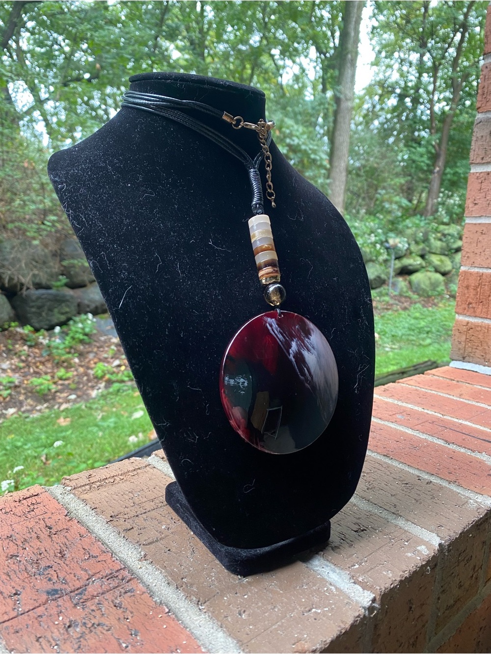 Large Burgundy Pendant Statement Necklace